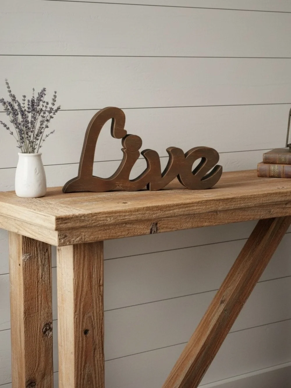 Pier 1 Imports Dark Brown Large Solid Wood “Live” Freestanding Sign